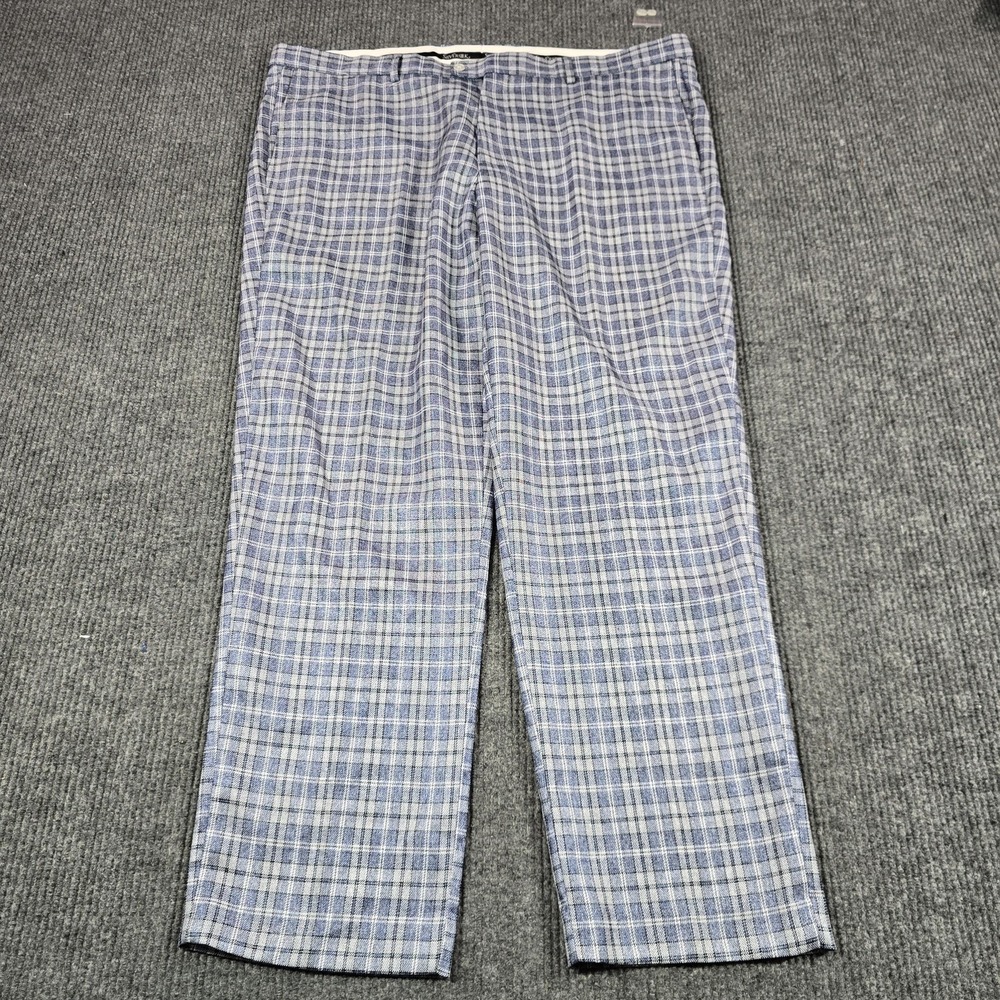 Silversilk‎ Pants Mens 44x32 Blue Plaid Dress Lined Rayon Big Tall Slacks